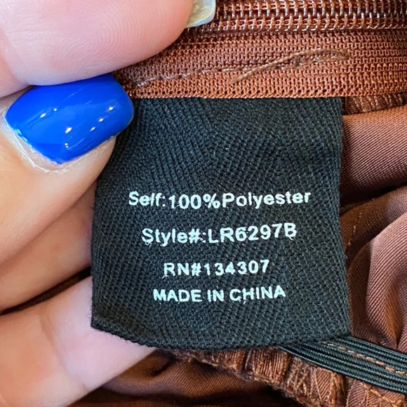 Line and Dot Giselle Jumpsuit Cinnamon Brown silky long sleeve 33603 - Picture 13 of 15